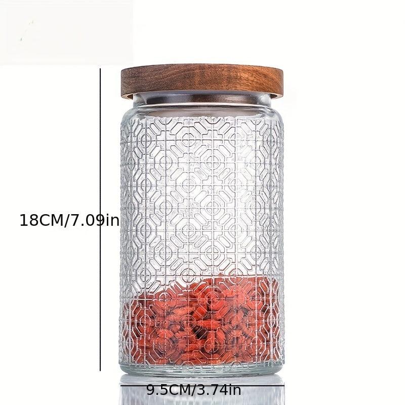 1000ml Vintage Glass Storage Jar with Airtight Wooden Lid