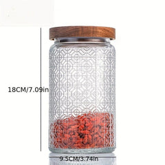 1000ml Vintage Glass Storage Jar with Airtight Wooden Lid