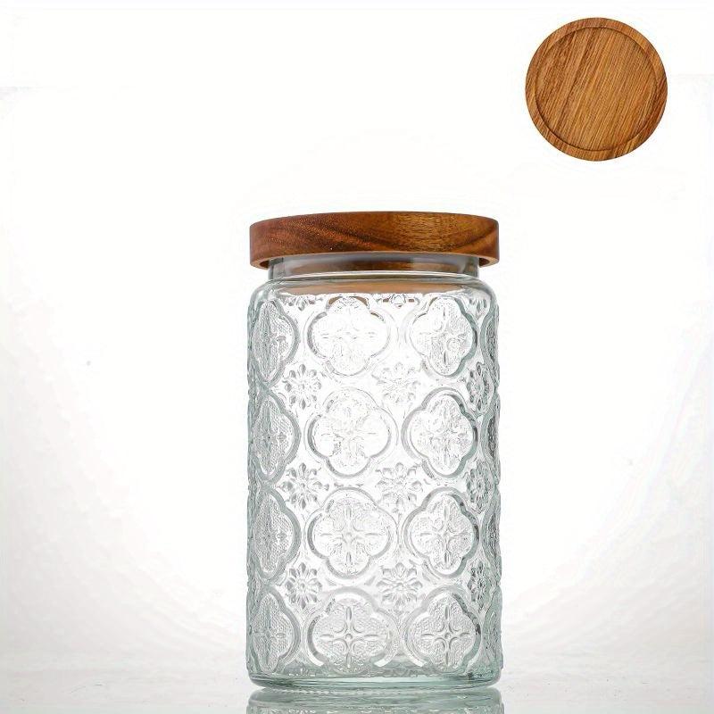 1000ml Vintage Glass Storage Jar with Airtight Wooden Lid