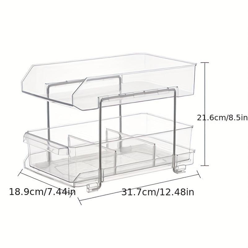 2 Tier Pull Out Pantry Organizer with Lid Divider