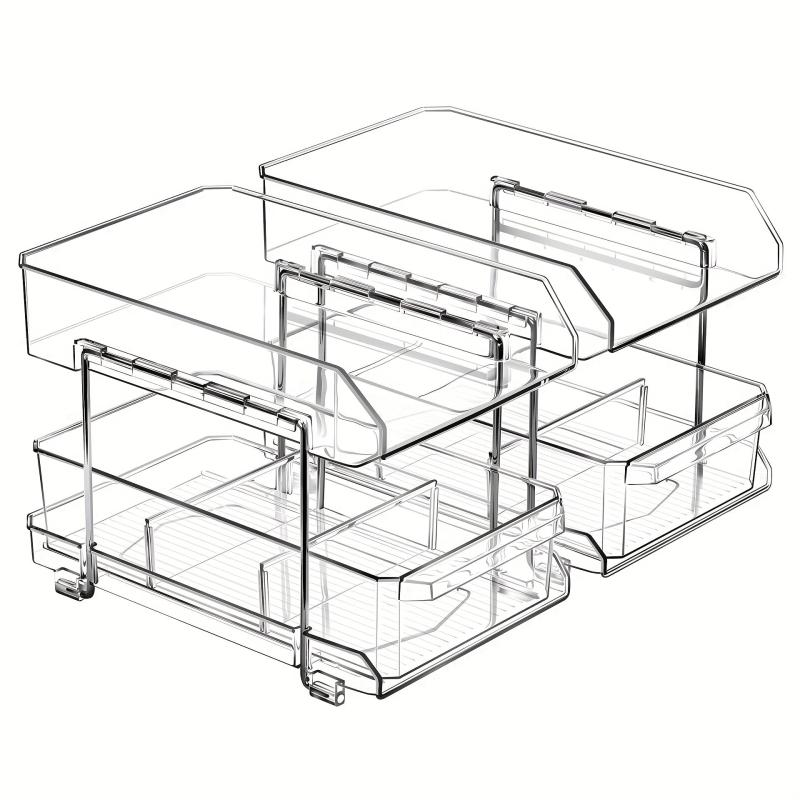 2 Tier Pull Out Pantry Organizer with Lid Divider
