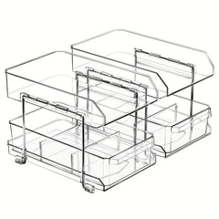 2 Tier Pull Out Pantry Organizer with Lid Divider