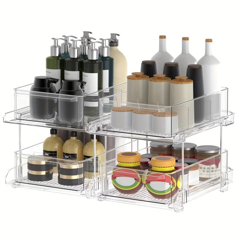 2 Tier Pull Out Pantry Organizer with Lid Divider