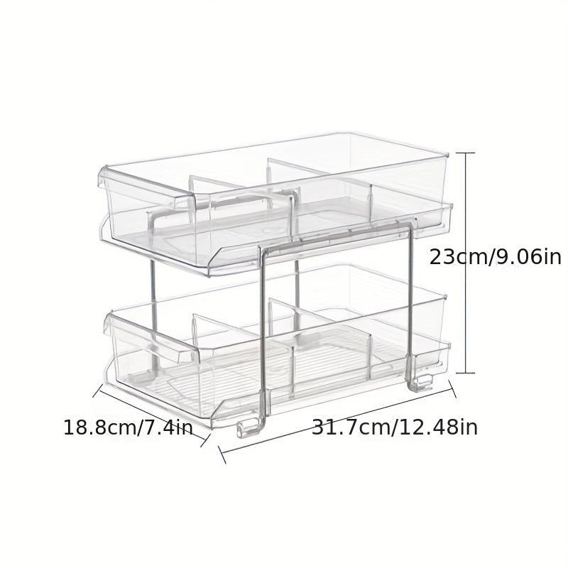 2 Tier Pull Out Pantry Organizer with Lid Divider