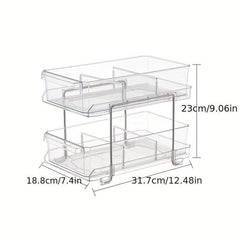 2 Tier Pull Out Pantry Organizer with Lid Divider