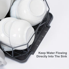 Large Capacity Kitchen Dish Rack with Water Filter Bowl Holder