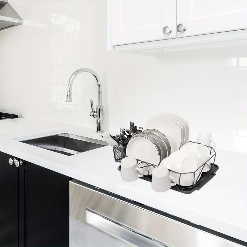 Large Capacity Kitchen Dish Rack with Water Filter Bowl Holder