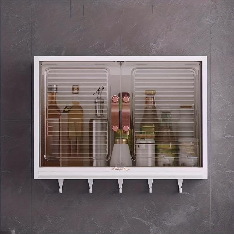 Wall Mounted Storage Box with Hook for Kitchen, Moisture-proof, Waterproof