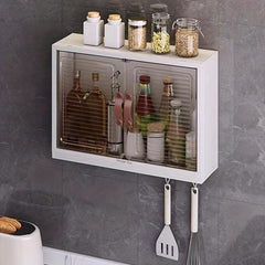 Wall Mounted Storage Box with Hook for Kitchen, Moisture-proof, Waterproof