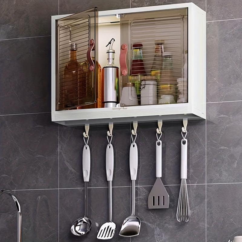 Wall Mounted Storage Box with Hook for Kitchen, Moisture-proof, Waterproof