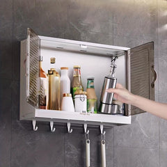 Wall Mounted Storage Box with Hook for Kitchen, Moisture-proof, Waterproof