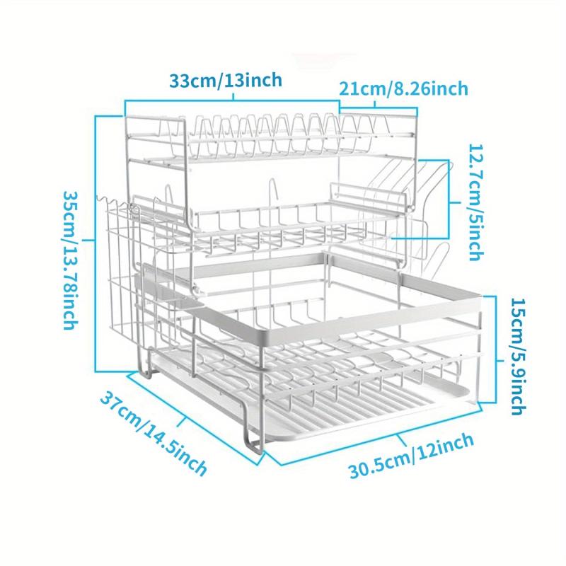 3 Tier Dish Drainer Rack with Drain Board - Kitchen Countertop Organizer