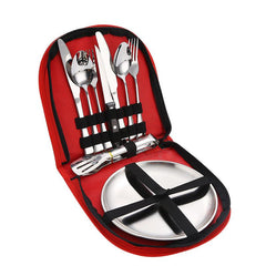 Stainless Steel Camping Tableware Set with Steak Knives Forks Spoons