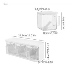 3-Piece Transparent Seasoning Box with Handles and Spoons
