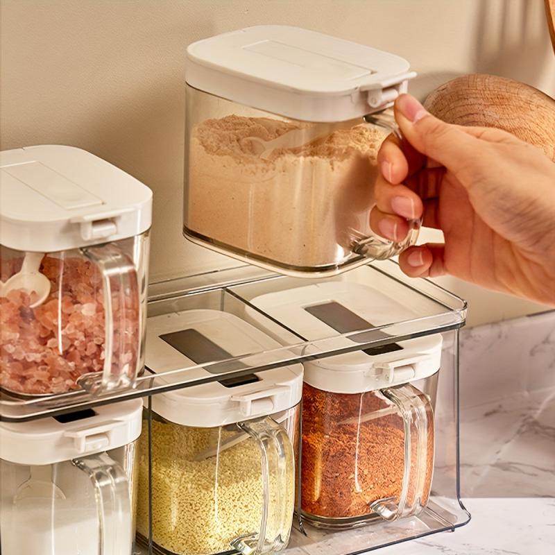 3-Piece Transparent Seasoning Box with Handles and Spoons