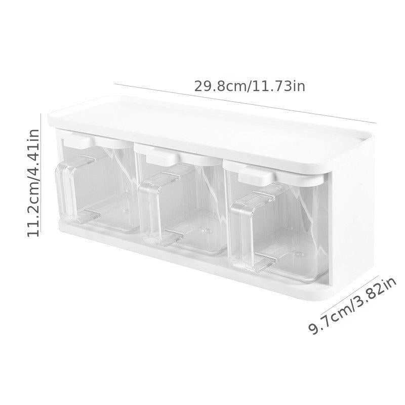 3-Piece Transparent Seasoning Box with Handles and Spoons