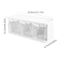 3-Piece Transparent Seasoning Box with Handles and Spoons