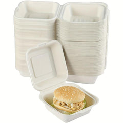 10pcs Compostable Flip Lid Burger Takeout Containers
