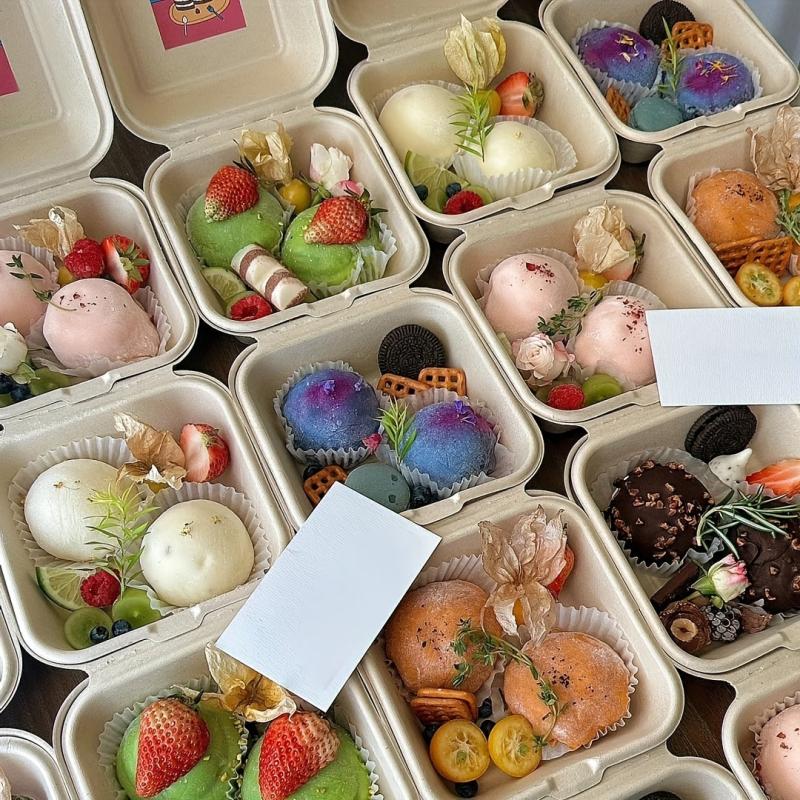 10pcs Compostable Flip Lid Burger Takeout Containers