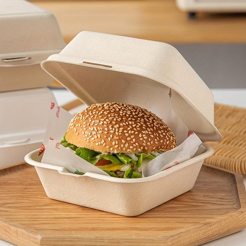 10pcs Compostable Flip Lid Burger Takeout Containers