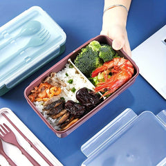 1pc Bento Lunch Box Container with Cutlery Leak Proof Microwave Safe