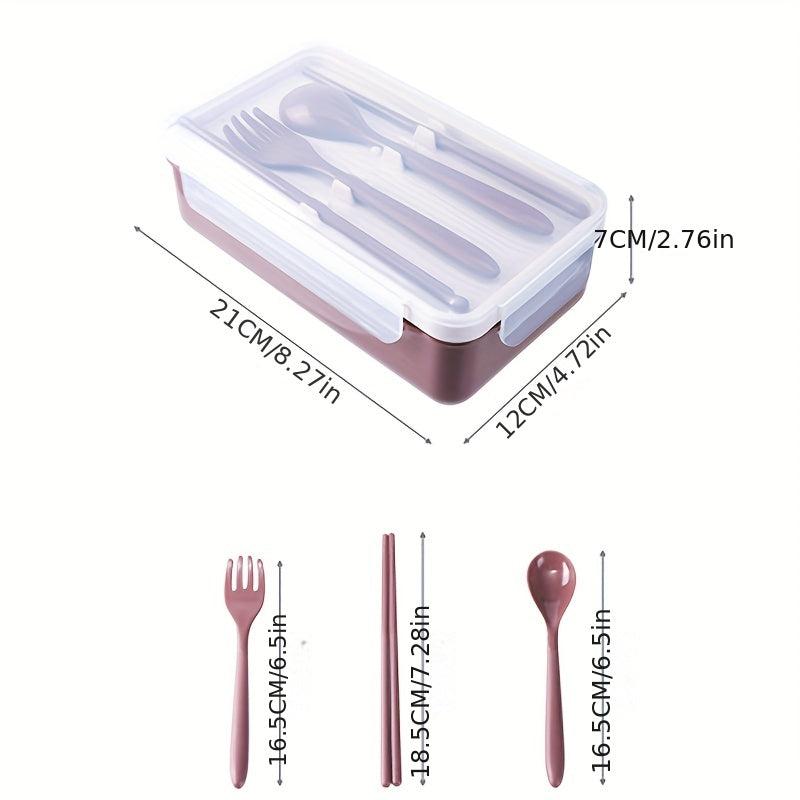 1pc Bento Lunch Box Container with Cutlery Leak Proof Microwave Safe
