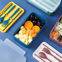 1pc Bento Lunch Box Container with Cutlery Leak Proof Microwave Safe