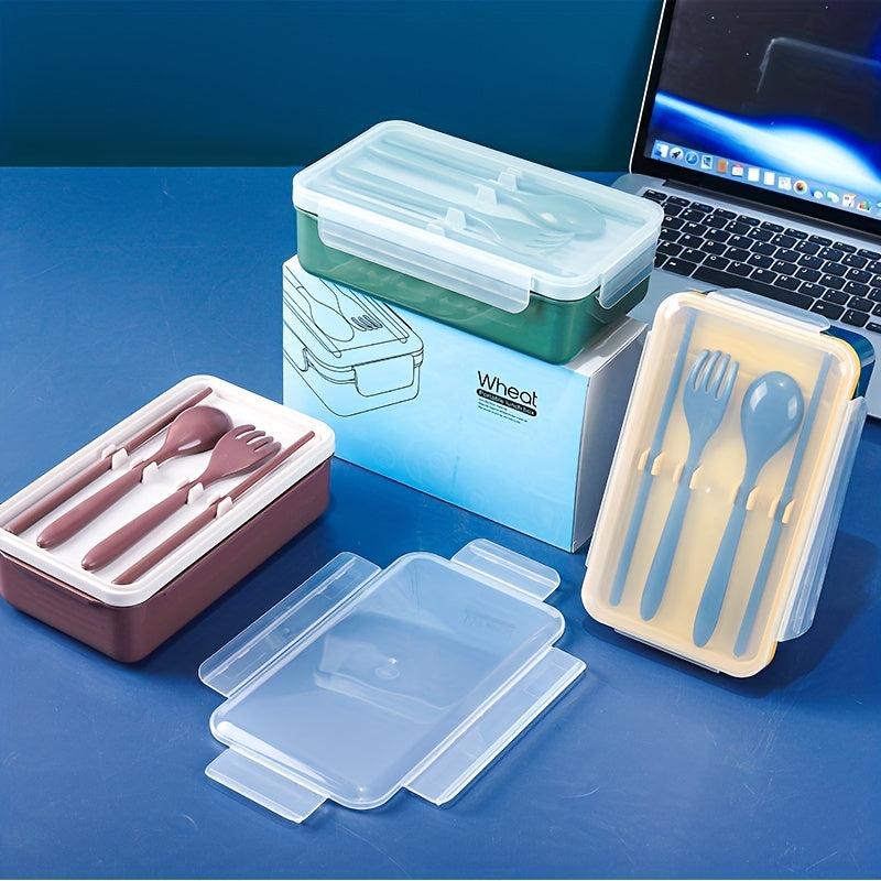 1pc Bento Lunch Box Container with Cutlery Leak Proof Microwave Safe