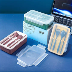 1pc Bento Lunch Box Container with Cutlery Leak Proof Microwave Safe