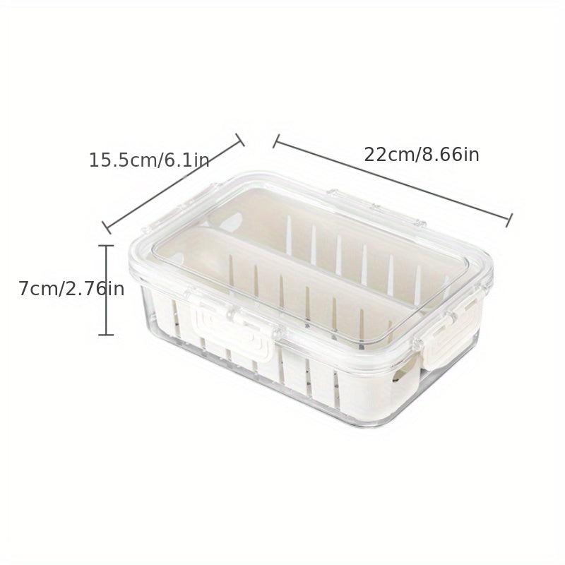 Transparent Refrigerator Storage Box with Drain Basket Produce Saver Container