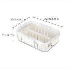 Transparent Refrigerator Storage Box with Drain Basket Produce Saver Container