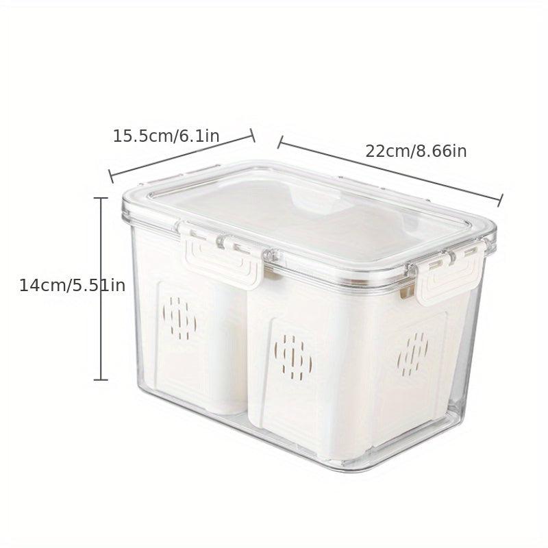 Transparent Refrigerator Storage Box with Drain Basket Produce Saver Container