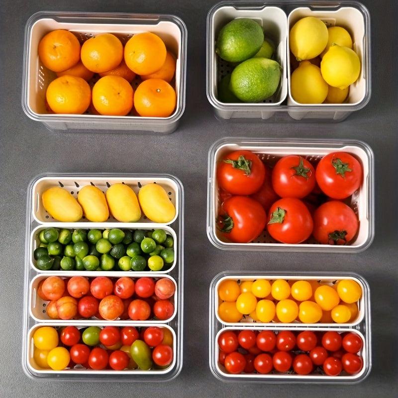 Transparent Refrigerator Storage Box with Drain Basket Produce Saver Container
