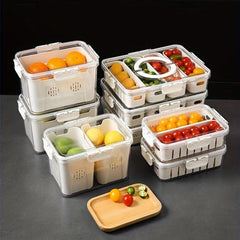 Transparent Refrigerator Storage Box with Drain Basket Produce Saver Container