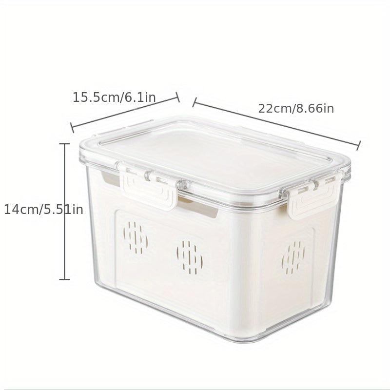 Transparent Refrigerator Storage Box with Drain Basket Produce Saver Container