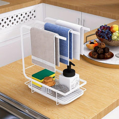 3-in-1 Sink Holder with Adhesive Sponge Hook - Dishwashing Brush Organizer