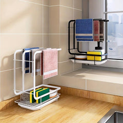 3-in-1 Sink Holder with Adhesive Sponge Hook - Dishwashing Brush Organizer