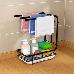 3-in-1 Sink Holder with Adhesive Sponge Hook - Dishwashing Brush Organizer