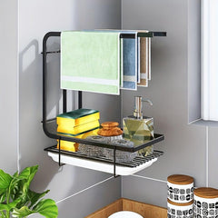 3-in-1 Sink Holder with Adhesive Sponge Hook - Dishwashing Brush Organizer