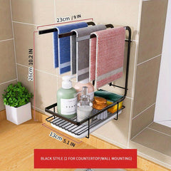 3-in-1 Sink Holder with Adhesive Sponge Hook - Dishwashing Brush Organizer