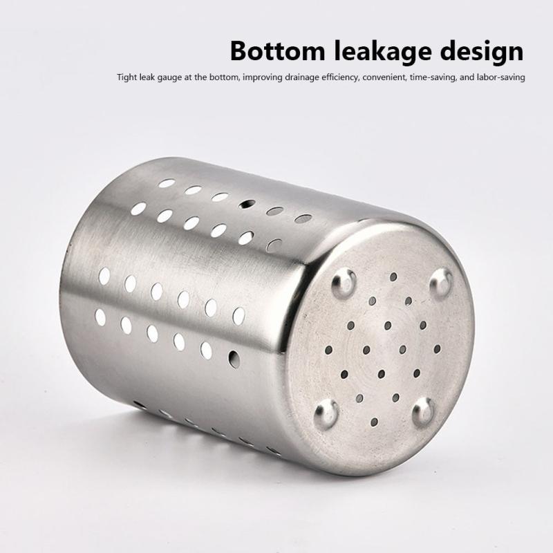 Stainless Steel Cutlery Holder with Drain Holes and Drip Tray