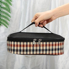 Plaid Insulated Lunch Bag Reusable Aluminum Foil Tote Waterproof Leakproof