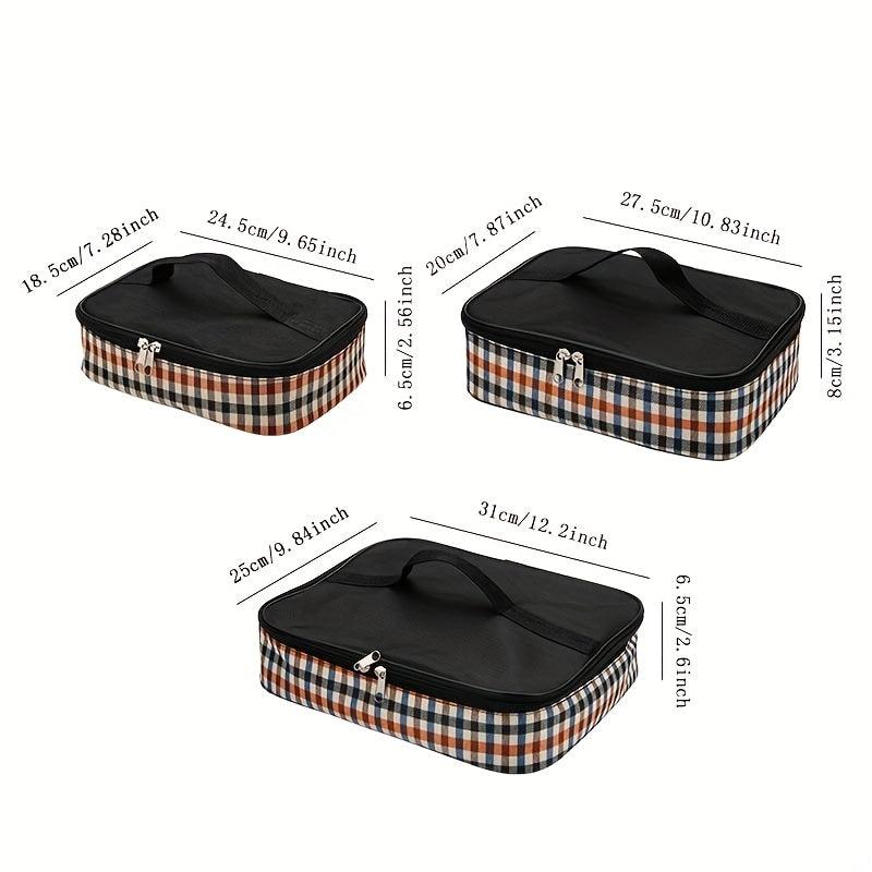 Plaid Insulated Lunch Bag Reusable Aluminum Foil Tote Waterproof Leakproof