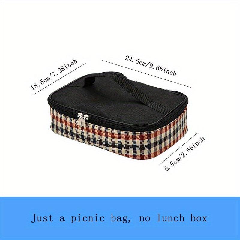 Plaid Insulated Lunch Bag Reusable Aluminum Foil Tote Waterproof Leakproof