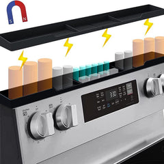 Silicone Stove Top Shelf Magnetic Kitchen Spice Rack Organizer Dark Grey