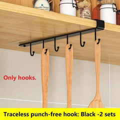 Punching Household Storage Hook Shelf Nail Adhesive Kitchen Utensils Hanging
