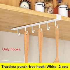Punching Household Storage Hook Shelf Nail Adhesive Kitchen Utensils Hanging