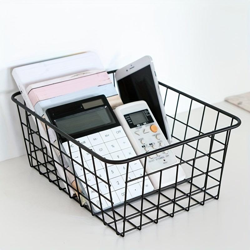 Iron Storage Basket Desktop Storage Box Cosmetic Shelf Household Supplies