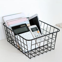 Iron Storage Basket Desktop Storage Box Cosmetic Shelf Household Supplies