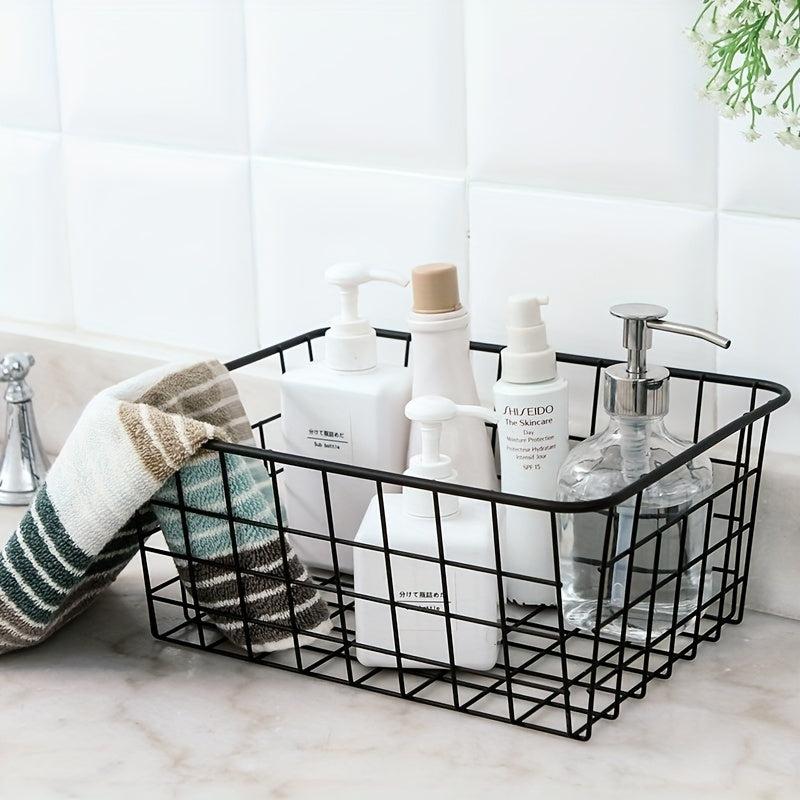 Iron Storage Basket Desktop Storage Box Cosmetic Shelf Household Supplies